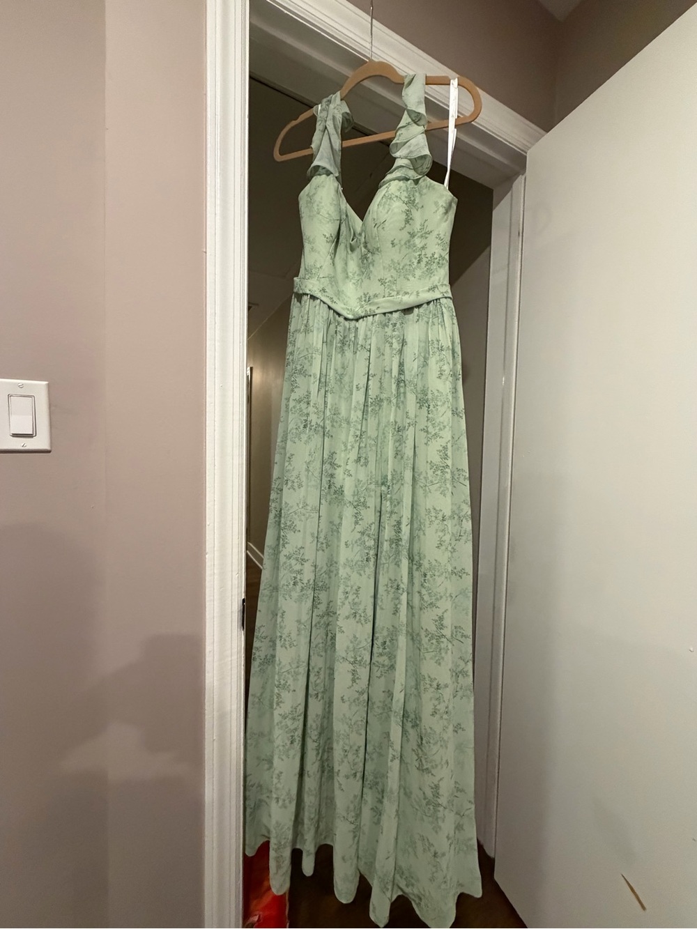 Green Fern Floral Azazie Bridesmaid Dress